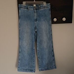 GAP Women's Light Blue High Rise Wide-Leg Crop Jeans